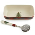 thumbnail image 1 of Spode Christmas Tree Tartan Cranberry Sauce Serving Dish with Slotted Spoon (8"x 4.25") - Rectangular Holiday Server with Plaid Border - Dishwasher, Microwave, Freezer Safe Serveware for Entertaining, 1 of 7