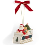 Spode Christmas Tree Tartan Santa in Sleigh Ornament - Christmas Tree Decorations with Tartan Plaid, Festive Holiday Ornaments for Christmas Trees, Mantels, Home Displays - Collectible Holiday Decor