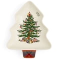 thumbnail image 1 of Spode Christmas Tree Tartan Spoon Rest, 7-Inch Tree-Shaped Holiday Utensil Holder, Festive Porcelain Spatula and Ladle Rest, Christmas Kitchen Counter Décor, Dishwasher & Microwave - Hostess Gift, 1 of 7
