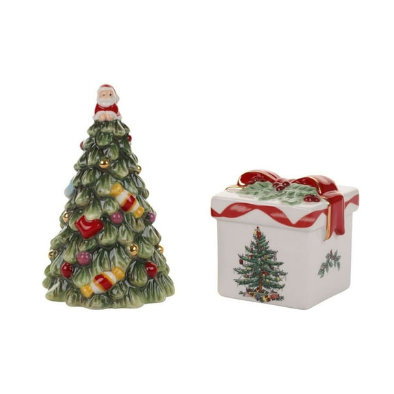 Spode Christmas Tree Tree and Gifta Salt and Pepper Shaker Set (2-Piece)- Holiday Kitchen & Table Décor - Festive Home Accent, Christmas Gift/Stocking Stuffer for Collectors & Holiday Enthusiasts