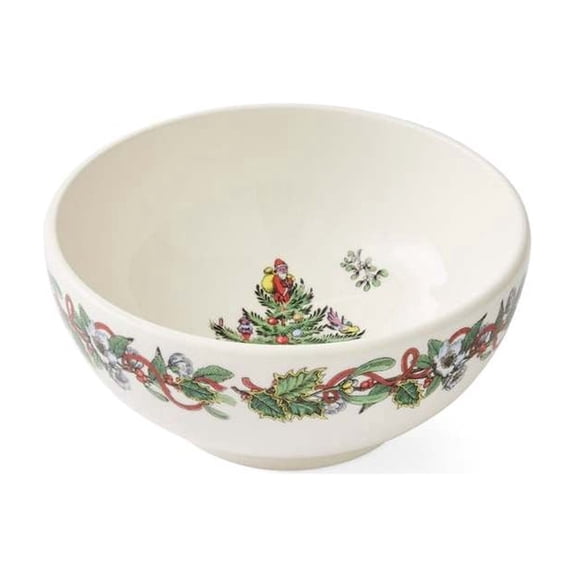 Spode Christmas Tree Wreath Medium Bowl - Earthenware, Made in UK
