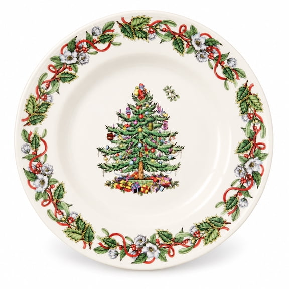 Spode Christmas Tree Wreath Serving Plate - Earthenware, Made In UK