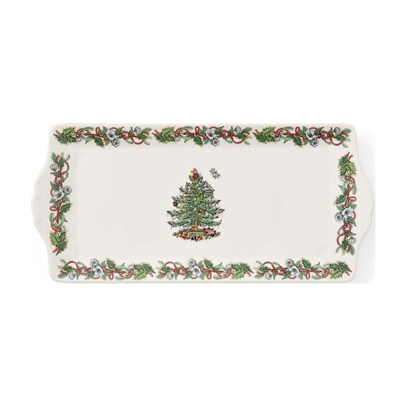 Spode Christmas Tree Wreath Serving Tray - Holiday Earthenware, UK Made