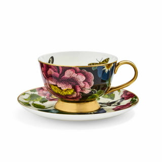 burton + Burton MODERN GARDEN Ceramic 6 Cup Teapot Tea Pot Black White  Floral