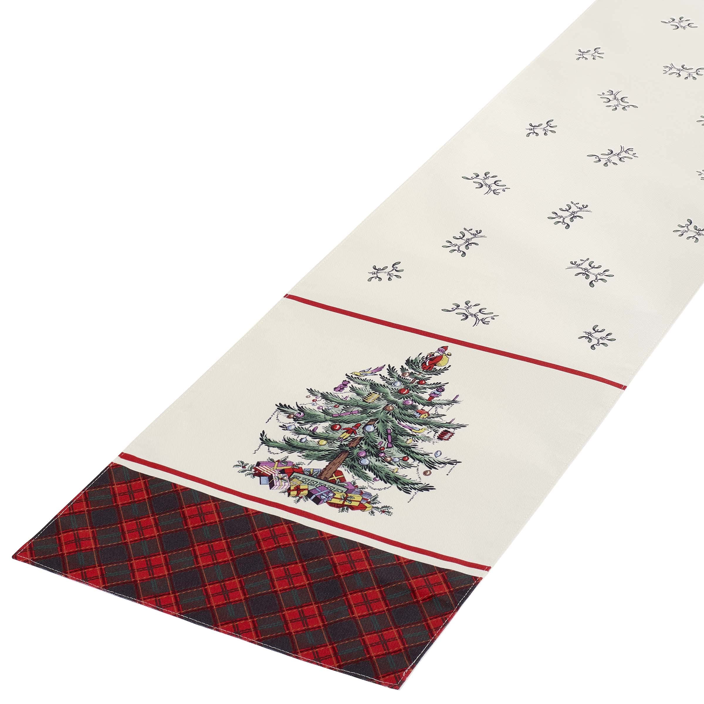 Christmas Tree Tartan Polyester Table Runner 14" x 108"