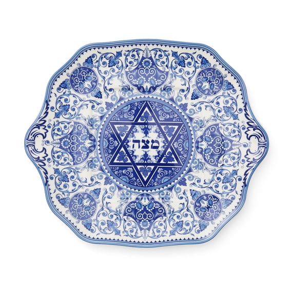 Spode Judaica Matzoh Plate, Blue/White