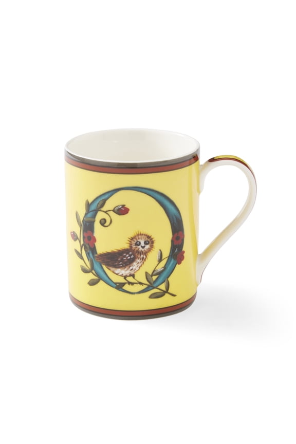 Kit Kemp 12oz Mug, O Initial - Fine China Coffee Cup with Floral Alphabet Design, Custom Letter Mug for Unique Gift Giving - Personalized Kitchen Drinkware, Dishwasher Safe & Stylish