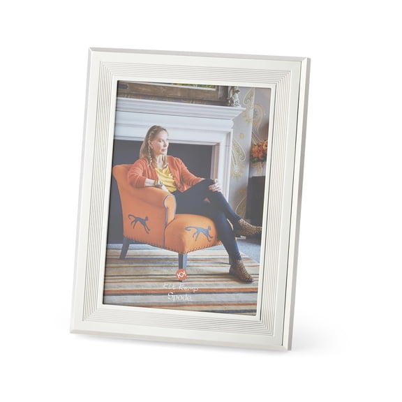 Spode Kit Kemp 5x7 Photo Frame | Ribbed Design | Silverplate with Velvet Backing | Elegant Tabletop Decor | Perfect for Showcasing Cherished Memories | Ideal for Home Dcor & Gifting