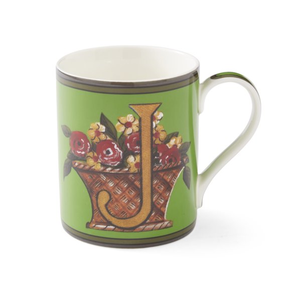 Spode Kit Kemp 12oz Fine China Mug - Custom Coffee Cup Drinkware, Letter J