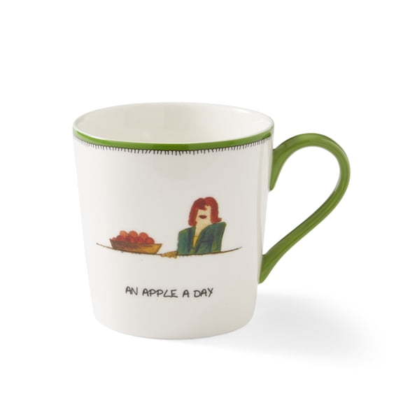 Spode Kit Kemp 12oz Fine China Mug with Doodle Pattern - An Apple a Day