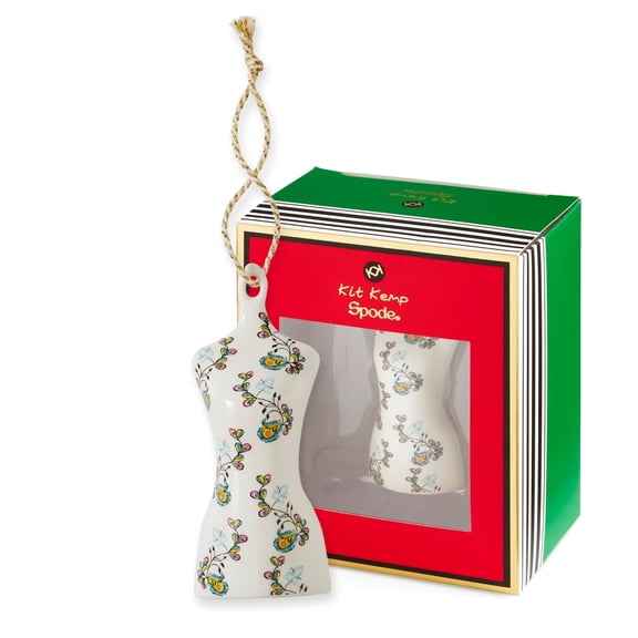 Spode Kit Kemp Psycho Sprig Blue Mannequin Christmas Bauble, Handcrafted Porcelain Festive Keepsake, Personalized Holiday Ornament & Luxury Holiday Decoration & Decorative Gift