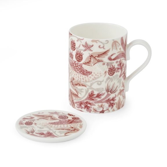 Spode Morris & Co Madder Mug & Coaster Set - 12oz Coffee & Tea Drinkware Set for Home Entertaining & Kitchen Tableware, Perfect for Gifting, Tabletop Styling & Everyday Use