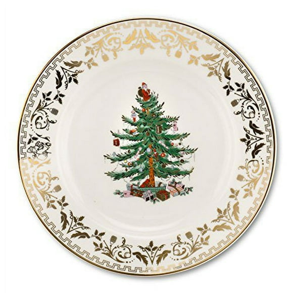 Spode Spode Christmas Tree Gold Salad Plate, 8-Inch, Made of Fine Porcelain, Dishwasher Safe