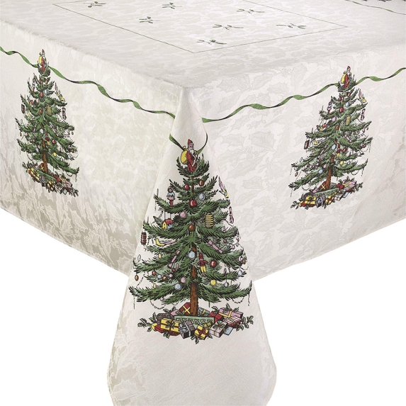 Spode - Tablecloth, Holiday Kitchen Accessories, Holiday Home Decor (Spode Christmas Tree Collection, 60" x 120")