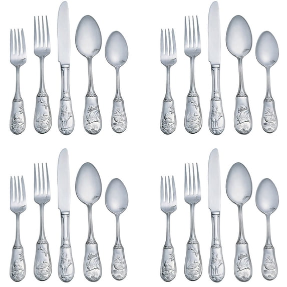 Spode Woodland 18/10 stainless steel 20 piece flatware set service for four with animal motifs