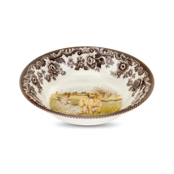 Spode Woodland Ascot Cereal Bowl, 8 Inch Made in England from Fine Earthenware, Yellow Labrador Retriever