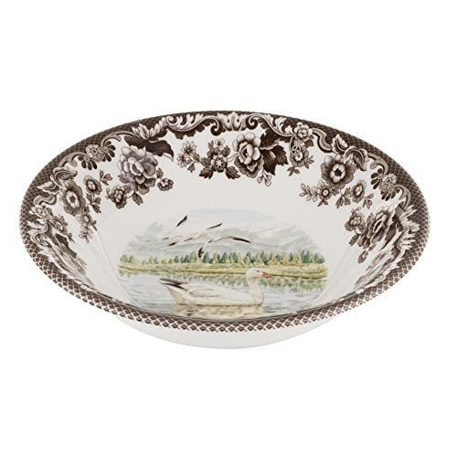 Spode Woodland Ascot Cereal Bowl Assorted Birds - 8 Inch Snow Goose