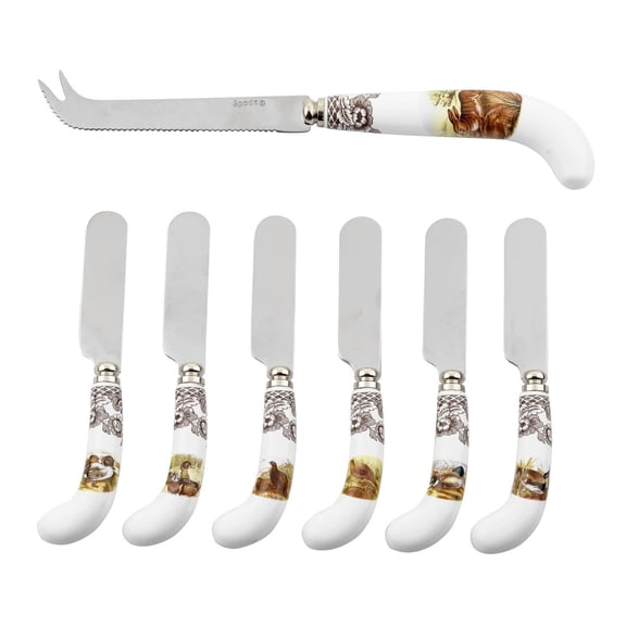 Spode Woodland Cheese Knife & Six Spreader Set