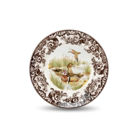 Spode Woodland Dinner Plate, 10.5 Inch Hunting Cabin, Lodge, and Cottage Décor, Made in England from Fine Earthenware, Wood Duck