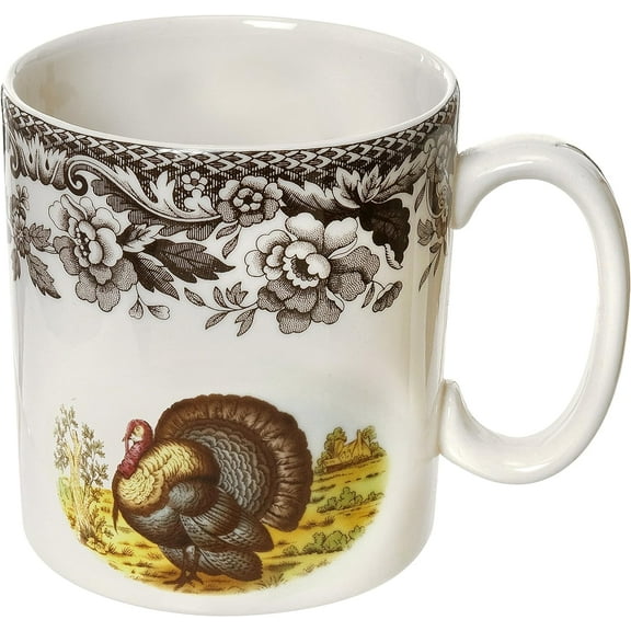 Spode Woodland Mug, 9 Oz Coffee Mug with Handle for Hot Beverages, Made from Fine Earthenware, Turkey