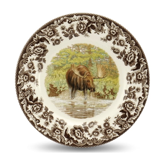 Spode Woodland Salad Plate, 8 Inch Perfect for Thanksgiving and Other Special Occasions, Made in England from Fine Earthenware, Majestic Moose