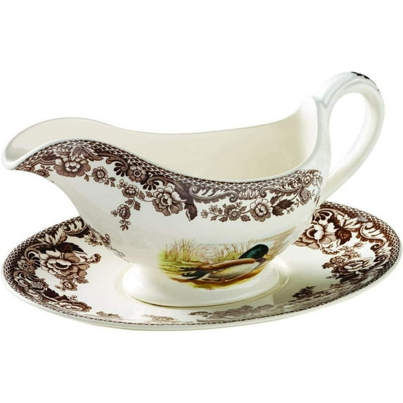 Spode Woodland Sauce Boat & Stand (Mallard/Snipe/Rabbit)