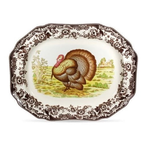 Spode Woodland Turkey Octagonal Platter