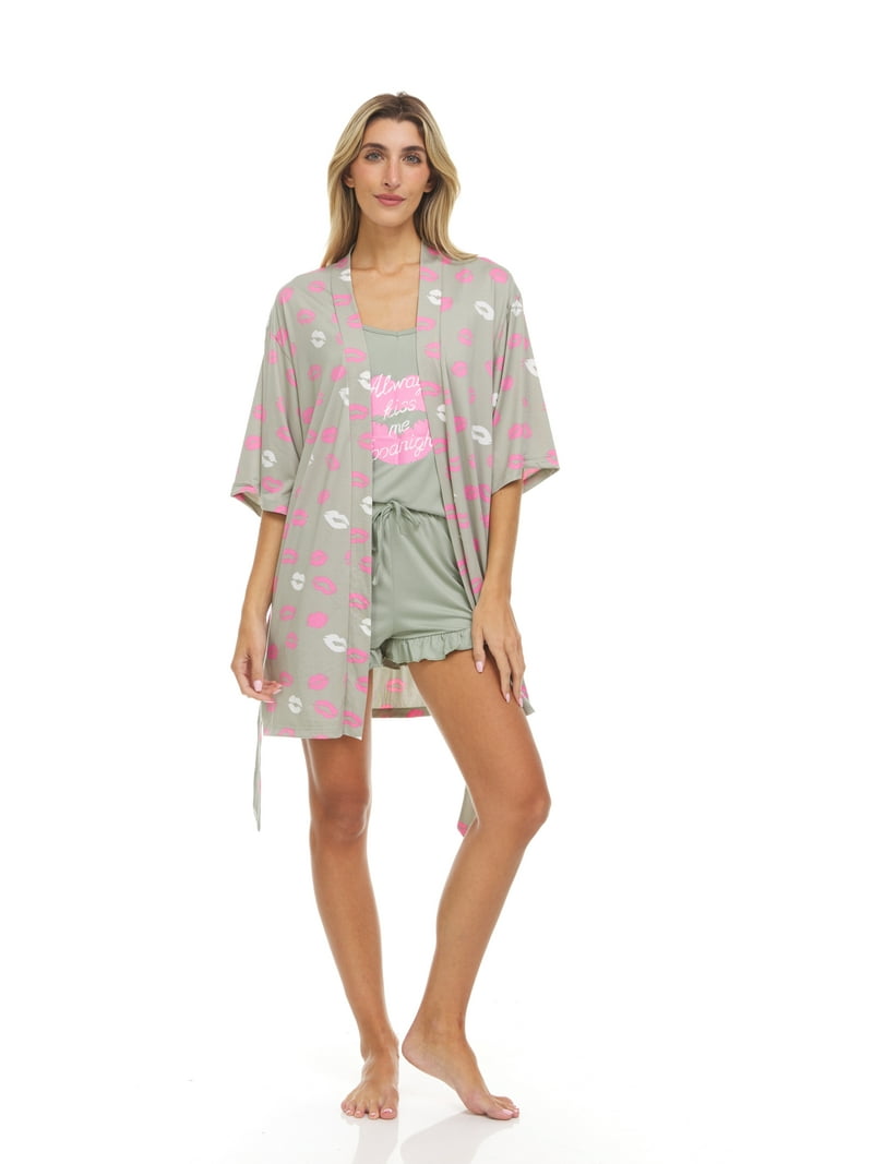 Spoiled Angel Women's Pajamas Sleepwear Lounge Set, 3 pc Short and