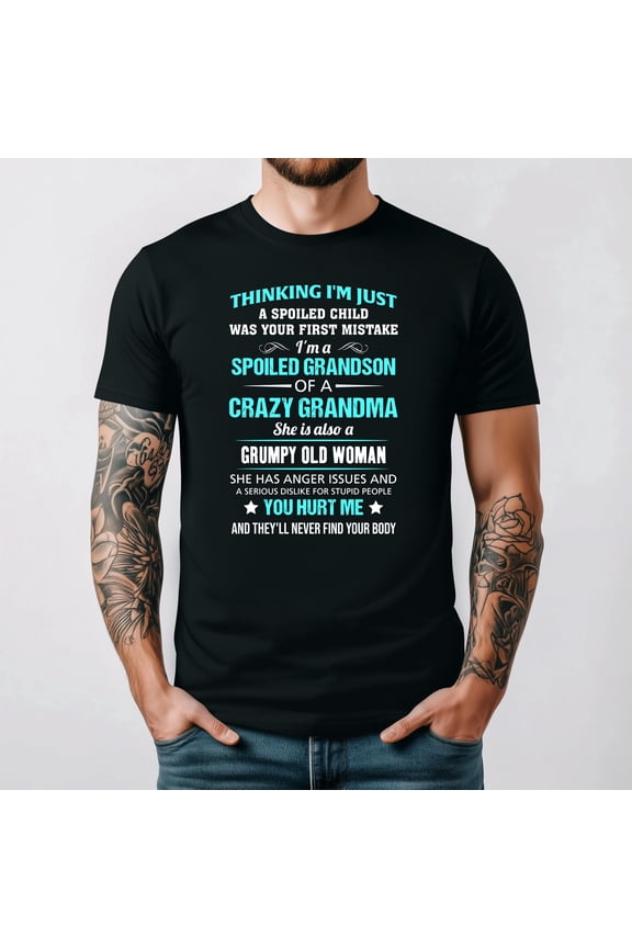 Spoiled Grandson Funny Family Humor Quote Unisex T Shirt up to 5XL