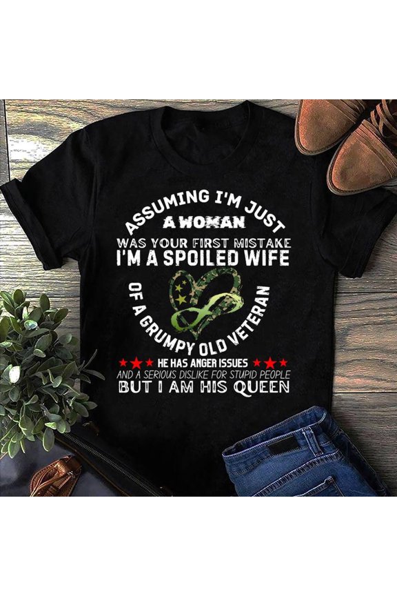 Spoiled Partner Of Grumpy Veteran Graphic Tee Shirt Special Present Idea,for unisex up to 5XL