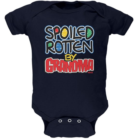 Spoiled Rotten By Grandma Soft Baby One Piece Navy 12 Month