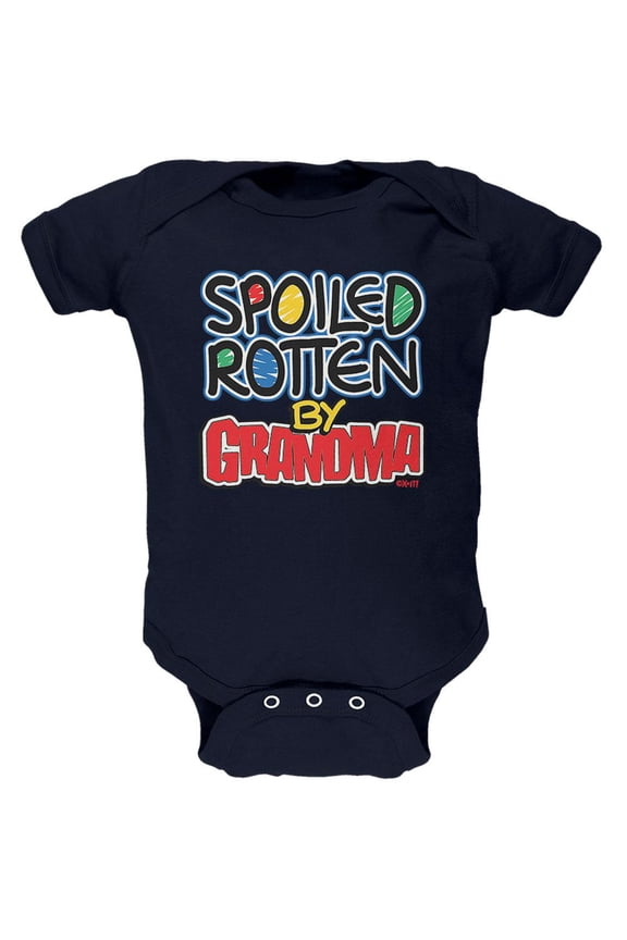 Spoiled Rotten By Grandma Soft Baby One Piece Navy 12 Month