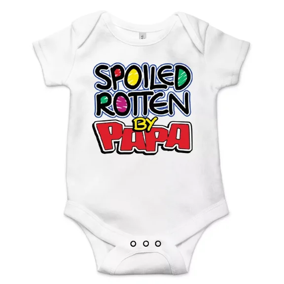 Spoiled Rotten By Papa Best Shower Gift Cute Funny Infant Message Baby Bodysuit Cute Baby Onesie, BABY BODYSUIT LAT 4424