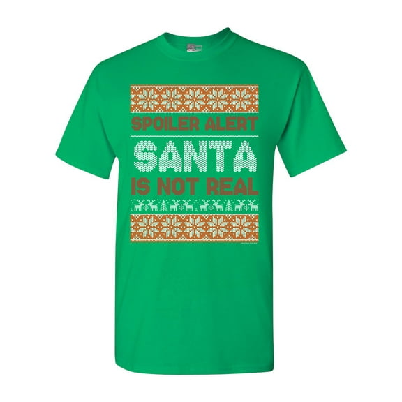 Spoiler Alert Santa Is Not Real Christmas Holiday Funny Adult DT T-Shirt Tee
