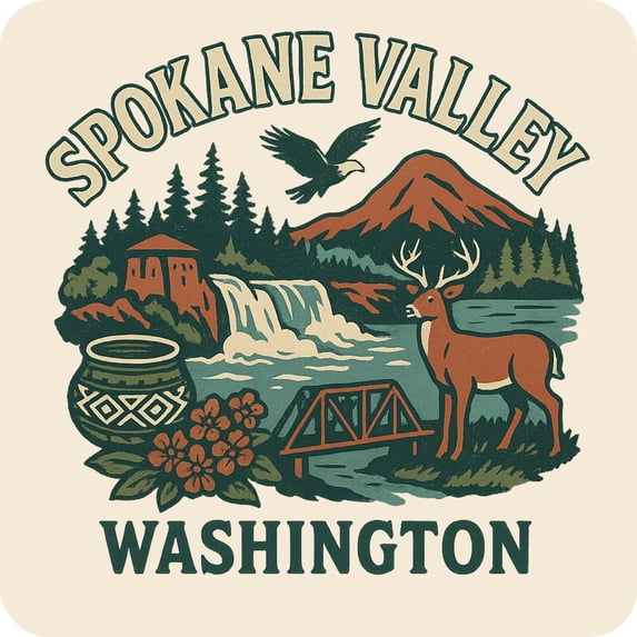 Spokane Valley Washington Keepsakes Souvenir Vinyl Sticker – Destination Travel Keepsake Collectible (3-Inches Wide)