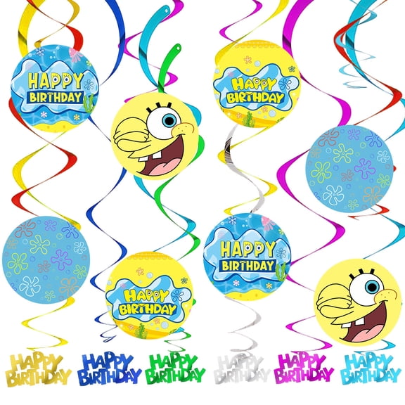 Spone Bob Sponebob Party Decorations Hanging Swirl Sign Whirls Birthday Streamer Ceiling Decor Supplies 14 pcs
