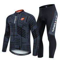Sponeed Bicycle Jersey Set for Men Long Sleeve Autumn Biking Shirts Cycling 4D Padded Pants Road Bicycle Clothing Gray M