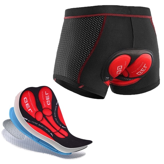 Sponeed Biker Underwear Men Padding Plus Size Mens Bike Shorts Red Liner 3XL