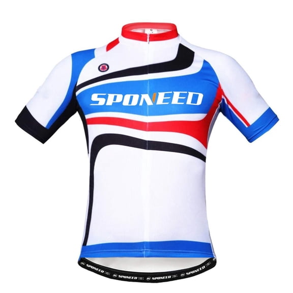 Sponeed Cycling Jersey for Men Bike Tops Full Zipper with Pocket Blue S