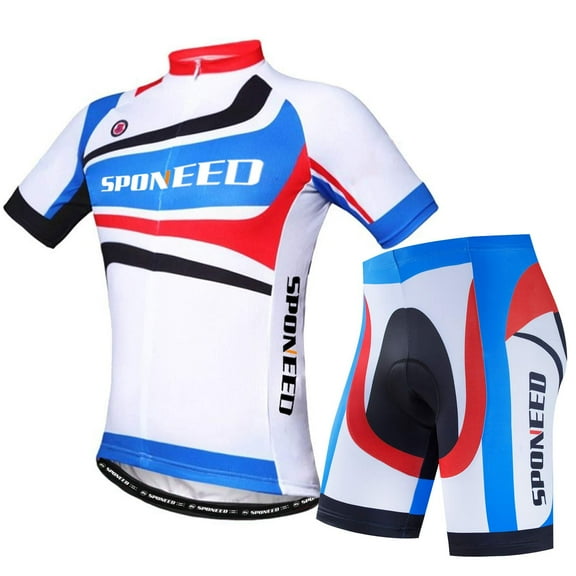 Sponeed Cycling Jersey for Men Short Sleeve Biking Set Blue M