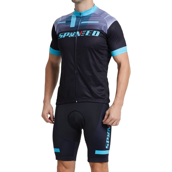 Sponeed Cycling Jerseys and Shorts Bicycle Outfit Men Mountain Bike Apparel Black XXL