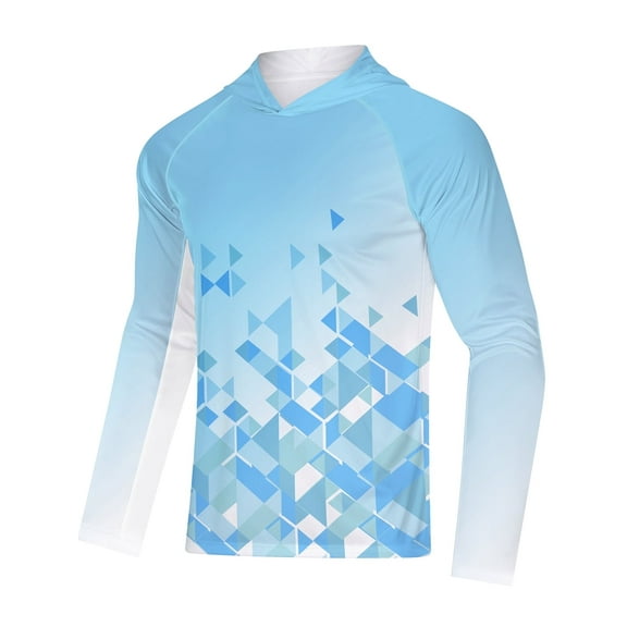 Men's Sweatshirts Fishing Shirts Long Sleeve UV Sun Protection Mens Hoodies Quick Dry Blue M