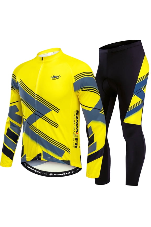 Cycling Suits for Men Mountain Bike Pants and Jersey Bicycle Clothing Set Yellow M
