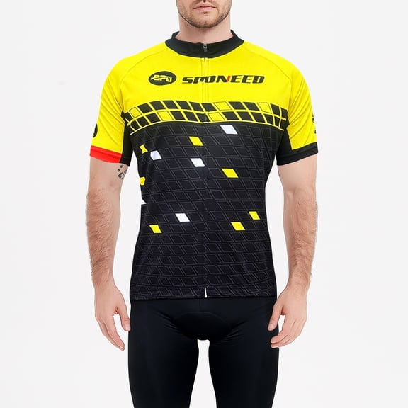 Sponeed Men Cycling Jersey Road Bike Shirts Bicycle Tops Cycle Clothing Yellow 3XL