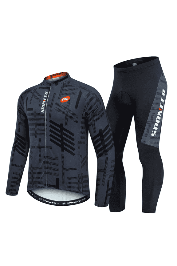 Mens Cycling Jersey Long Sleeve Road Riding Shirts and Pants Bicycle Clothes for Men Gray XL