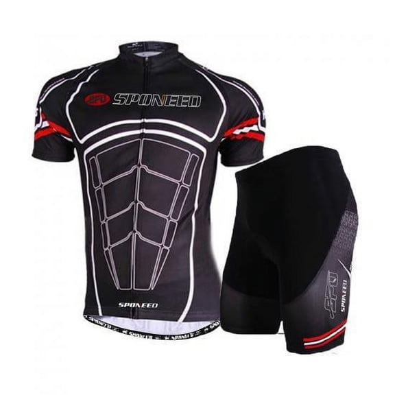 Sponeed Mens Cycling Jersey Set Biking Suits Top and 4D Padded Riding Shorts Red XXL