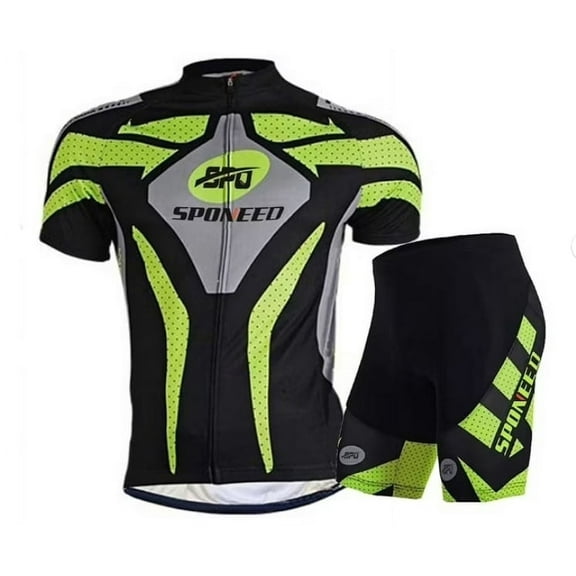 Sponeed Cycling Jersey Men Road Bicycles Shorts and Shirts Bike Biking Clothing Green XL