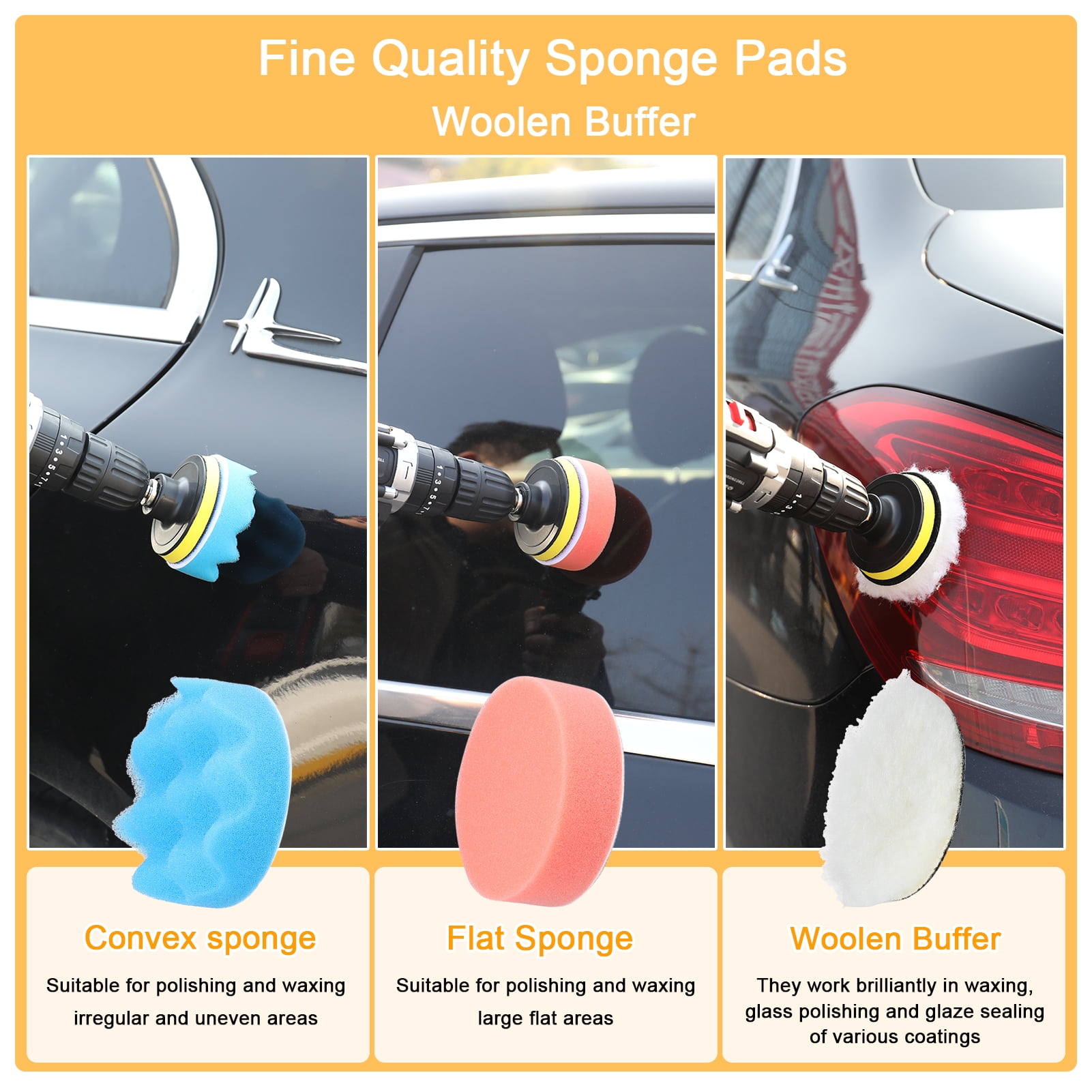 Sponge 38PCS Car Polishing Pads Waxing Buffing Sponge Pad Kit Set For Car Polisher Buffer Waxer Sander Polishing Tool Set
