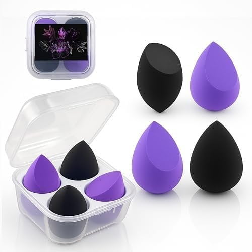 Sponge - 4 Beauty Blender Sponge Set for Women & Teens, Sponge Applicator, Foundation Sponge for Liquid, Sponges for Blending, Soft Beauty Sponge Set