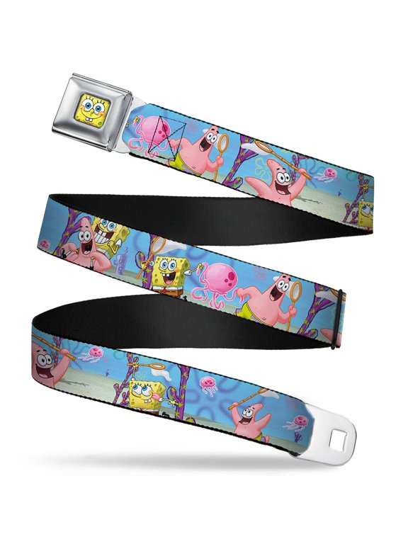 Sponge Bob 3 D Face Close Up Sponge Bob & Patrick Starfish Jellyfishing Seatbelt Belt Standard